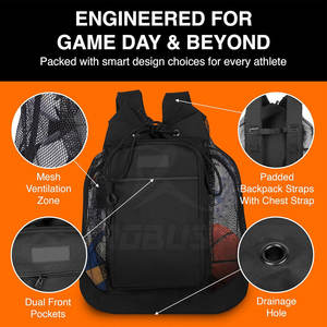 Sac à dos de football léger en polyester pour l'entraînement sportif avec compartiment pour ballon, intérieur spacieux, écologique - Product Image 2