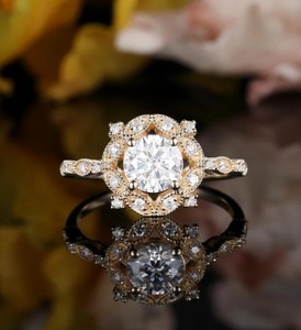 Round Cut Moissanite <b>Ring</b> 925 Sterling <b>Silver</b> Engagement <b>Ring</b> Classic <b>Solitaire</b> Dainty Minimalist Wedding Promise <b>Ring</b> - Product Image 1