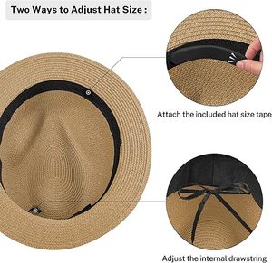 Chapeaux Panama en paille réglables pour l'équitation en plein air, style Fedora, pour le voyage, la randonnée et l'équitation, respirants, vente en gros OEM - Product Image 6