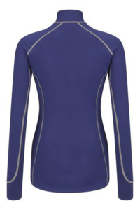 Haut de sport pour femme violet à manches longues avec fermeture éclair, régulier, respirant, anti-humidité, couleur unie, pour l'équitation - Product Image 3