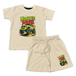 Oferta de Verano: Conjunto de Camiseta/Polo de Manga Corta 100% Algodón con Contraste de Color y Pantalones Cortos Elásticos para Niños - Product Image 4