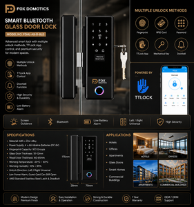 Fox Domotics FDHL-A9-B-BLE <b>Bluetooth</b> Glass Door Lock with Fingerprint, TTLock App, RFID & Doorbell Function - Product Image 5
