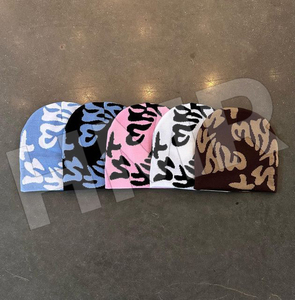HMR Sisterhood Brotherhood Acrylic Beanie <b>Hat</b> With Leopard Print Letter Pattern Street Style Winter Cap Jacquard <b>Knitted</b> <b>Hat</b> - Product Image 6