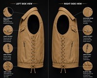 GURUNA Z INDUSTRY Rompi Pria Tanpa Lengan Bahan PU Logo Bordir Saku Resleting Depan Tahan Angin Jaket Semua Musim