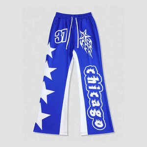 Pantalones Deportivos de Algodón Estampados de Alta Calidad Personalizados para Hombre, Cintura Elástica, Ligeros, Color en Contraste, Estrella de Cinco Puntas, Número Recto - Product Image 1