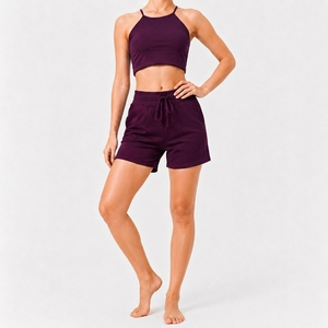 Womens Everyday Casual Two Piece Clothing <b>Set</b> Featuring Pocket Shorts And Soft Crop Top Design - Product Image 1