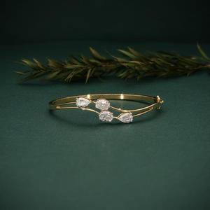 IGI Certified Lab Grown Diamond Round Brilliant Cut Solitaire Engagement <b>Bracelet</b> For Women 14kt Yellow Gold Ethnic Style - Product Image 3