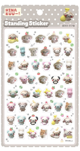 HinaKuu Standing Pose Stickers Clay Friends Korean Character Kids <b>Stationery</b> <b>Cute</b> Kawaii Diary Decoration Wholesale - Product Image 1