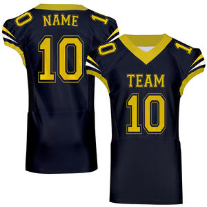 High Quality Breathable Moisture-Wicking American Football Jersey Navy Blue Half Sleeve V Neck 100% Polyester Unisex - Product Image 3