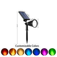 Projecteur solaire de jardin RGB à 4 LED, double température de couleur, étanche IP44, haute luminosité, pour allée paysagère, avec capteur de lumière