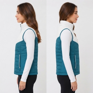 Chaleco Acolchado de Punto para Mujer, Ligero, Casual, sin Mangas, Diseño Acolchado, Cierre Frontal Completo, Cuello Alto, Ecológico - Product Image 5