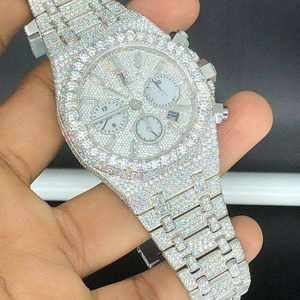 Reloj de Pulsera de Acero Inoxidable con Movimiento de Cuarzo, Esfera Blanca, Diamantes VVS y Moissanita para Hombre, en Oferta a Bajo Precio - Product Image 2