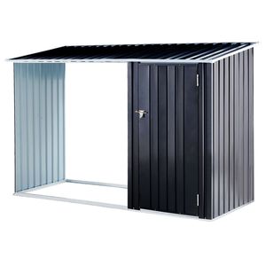 Cobertizo para Leña de Exterior en Color Antracita Galvánizado, Soporte para Leña de Patio con Estante para Leña, Solución de Almacenamiento Elegante y Duradera - Product Image 3