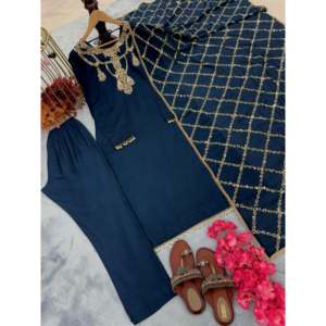 Conjunto Dupatta hermoso y parte inferior superior de fiesta de diseñador para mujer - Product Image 2