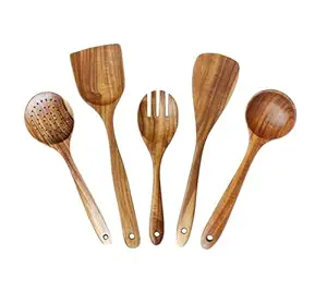 Ensemble d'ustensiles de cuisine en teck, 12 pièces, résistant au four, au micro-ondes et au lave-vaisselle - Product Image 2