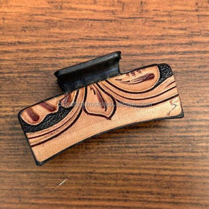 2025 pinzas de garra de cuero mecanizadas a mano de moda Simple elegante Rectangular de gran tamaño pinzas para el cabello de cuero genuino para mujeres - Product Image 6