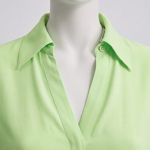 2026 Latest Plus Size Women's Embroidery Button Blouse Customized Cotton Bamboo Fiber Plaid Office Breathable Yarn Dyed - Product Image 4