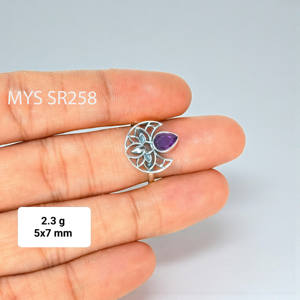Anillo de Plata de Ley 925 Hecho a Mano con Gema de Amatista Facetada, Joyería de Plata a Precio Mayorista - Product Image 1