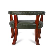 Fauteuil bas en cuir vert olive avec structure en bois d'akazie massif, fauteuil d'appoint moderne pour salon et hôtel (vente en gros)