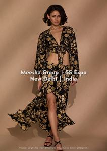 ชุดเซ็ตเสื้อครอปผูกหลังพิมพ์ลายดอกไม้สำหรับผู้หญิง พร้อมกระโปรงระบายชายสูงต่ำ ชุดสองชิ้น - คละสี - Product Image 3