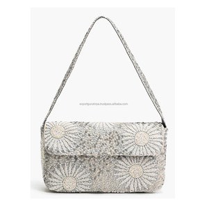 กระเป๋าคลัทช์ทรงแมสเซนเจอร์ประดับลูกปัดแฮนด์เมดสไตล์โบฮีเมียนอินเดียหรูหรากระเป๋าสะพายไหล่สำหรับปาร์ตี้ตอนเย็นช้อปปิ้ง - Product Image 5