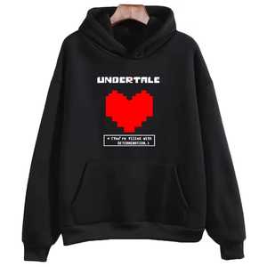 Sweat-shirt à capuche jaune Undertale avec imprimé cœur pixelisé, unisexe, décontracté, en coton, coupe classique, pour l'automne - Product Image 2
