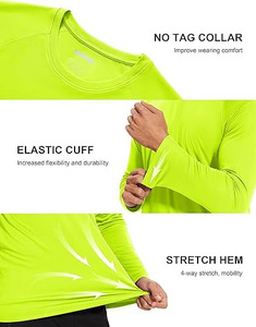 Camiseta de Protección Solar Unisex Verde Neón de Manga Larga, Protección UV, Secado Rápido, para Playa y Pesca - Product Image 3