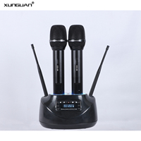 Microphone sans fil portable en métal rechargeable infrarouge UHF CD-06 (un émetteur pour deux micros) avec voyant de charge/Bluetooth pour conférences/spectacles