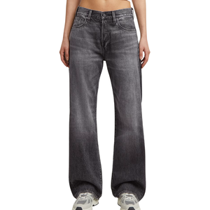 Pantalones Vaqueros Sueltos de Mezclilla Deslavada para Mujer, Corte Holgado, Casuales, Azules, al por Mayor - Product Image 3