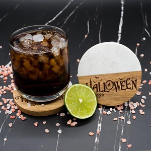 Ensemble de sous-verres en bois et marbre sur le thème d'Halloween avec support, empêche les marques de chaleur du thé chaud, du café et des boissons, en provenance d'Inde - Product Image 5
