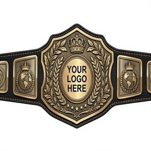 Ceinture de championnat de lutte personnalisée haut de gamme, bicolore or et argent, avec sangle en cuir, trophée sportif - Product Image 6