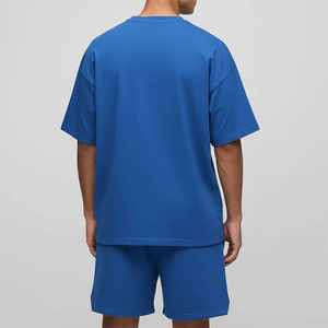Conjunto de Camisetas de Cuello en V Azules para Hombre, Color Sólido, Tejido de Algodón, Ropa Casual de Verano con Logotipo Estampado en la Parte Delantera, 200 GSM - Product Image 3