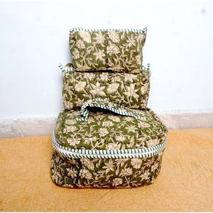 Set 3 Quilted Indian Cotton Print Toiletry Bags Wash Bag makeup Kit Vanity Case Travel Makeup Cosmetic Bags And Cases - Product Image 3