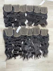 Extensiones de cabello humano ondulado sin procesar 100% de alta calidad, cierre alineado con cutícula, encaje de película virgen de grado de encaje HD negro - Product Image 4