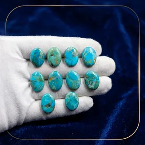 Joyería al por Mayor, Turquesa Natural Kingman Verde, Cabujón Ovalado, Gema Suelta Calibrada, Ligera, para Fabricación - Product Image 1