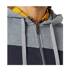 Sweat-shirt à capuche gris pour homme en coton molletonné, entièrement zippé, coupe oversize, color block, décontracté, idéal pour le printemps, anti-boulochage - Product Image 6
