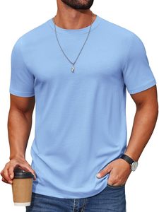 T-shirt basique pour homme en spandex/coton, coupe ample, léger, respirant, séchage rapide, écologique, manches courtes, décontracté, à porter au quotidien - Product Image 1