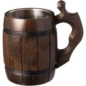 Mug à bière en bois artisanal TIMELESS CRAFT avec logo personnalisable, boîte cadeau incluse - Cadeau d'affaires moderne et luxueux, écologique - Product Image 4