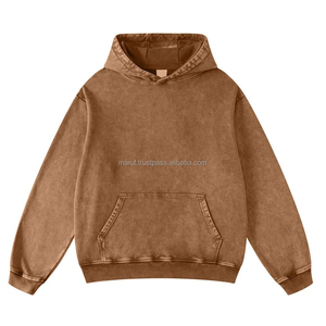 Sweat-shirt unisexe pour femme, coupe oversize, vintage, en coton molletonné épais, délavé à l'acide, avec badge, anti-rétrécissement, séchage rapide, pour l'hiver - Product Image 1