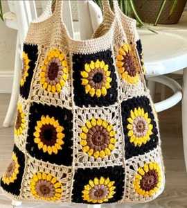 Handmade 100% Cotton Crochet Boho Tote Bags Reusable Eco-Friendly Fashion <b>Handbags</b> Custom Designs Wholesale Supply for - Product Image 4