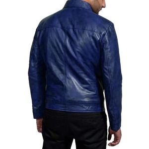 New Style Men's <b>Winter</b> <b>Leather</b> <b>Jacket</b> Customized Logo High Quality Streetwear Blue Color Zipper <b>Leather</b> Avirex <b>Jackets</b> for Men - Product Image 3