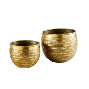 Jardinière en fer de luxe, décorée d'un motif moderne avec finition dorée, pour intérieur/extérieur, décoration maison, hôtel. - Product Image 2