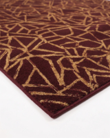Tapis géométrique abstrait DECORDEC Bourgogne Or, motif treillis botanique entrelacé, 100% laine de Nouvelle-Zélande, tufté à la main, luxe