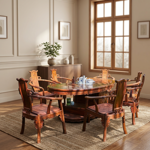 Ensemble de meubles de patio pour salle à manger, meubles d'intérieur et d'extérieur, OEM/ODM, chaises et table de jardin en rotin et bois, 4 à 8 places, design personnalisé - Product Image 1