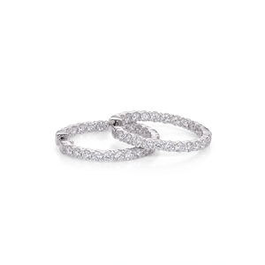 Round Lab Diamond Hoop Earrings 10K 14K 18K Solid Gold 925 Sterling Silver Minimalist Wedding Earrings Moissanite Hoop Earrings - Product Image 1