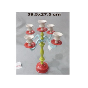 Candelabro de cinco brazos colorido, artístico y multicolor, centro de mesa decorativo para el hogar, soporte de velas original para fiestas y sala de estar. - Product Image 1