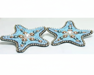 Boucles d'oreilles pendantes de luxe artisanales brodées de perles, forme irrégulière, tendance, pour femmes, mariages, fêtes sur la plage et événements - Product Image 1