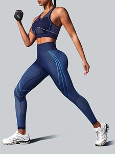 High Waisted Seamless Yoga <b>Leggings</b> With Geometric Mesh <b>Pattern</b> Four-Way Stretch Full Length Pants For Women - Product Image 4