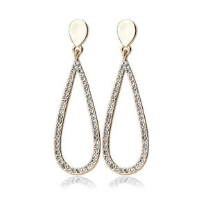 Pendientes Largos de Rodio Plateado con Circonitas y Piedras Preciosas para Mujer, Pendientes de Novia para Boda - Product Image 1