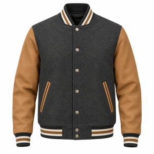 ผู้ผลิตเสื้อแจ็คเก็ตหนัง Bomber Varsity ขายส่ง เสื้อแจ็คเก็ตหนังสั่งทำพิเศษ 2026 สีดำ เสื้อแจ็คเก็ตเบสบอลสีเหลือง - Product Image 4